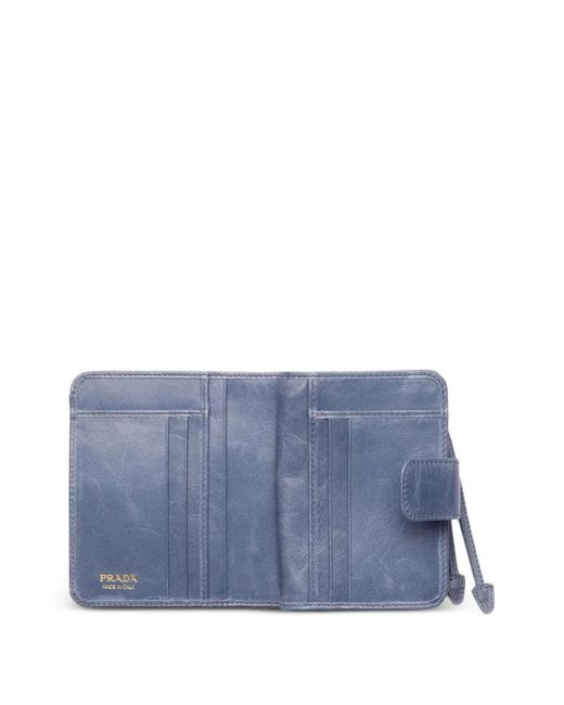 Prada Blue Petit Portefeuille En Cuir