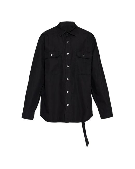 Rick Owens Black Jumbo Flap-Pocket Shirt for men