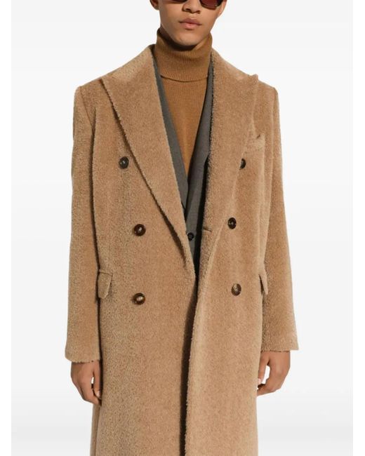 Abrigo de lana con doble botonadura Dolce & Gabbana de hombre de color Natural