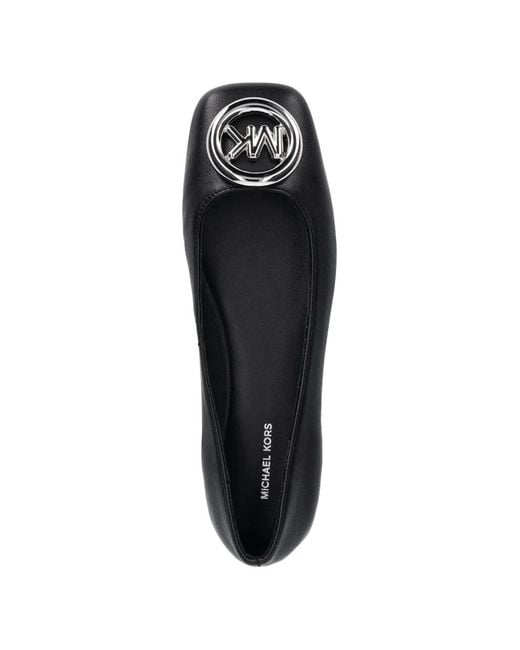 MICHAEL Michael Kors Black Milan Flex Logo-Plaque Ballet Flats