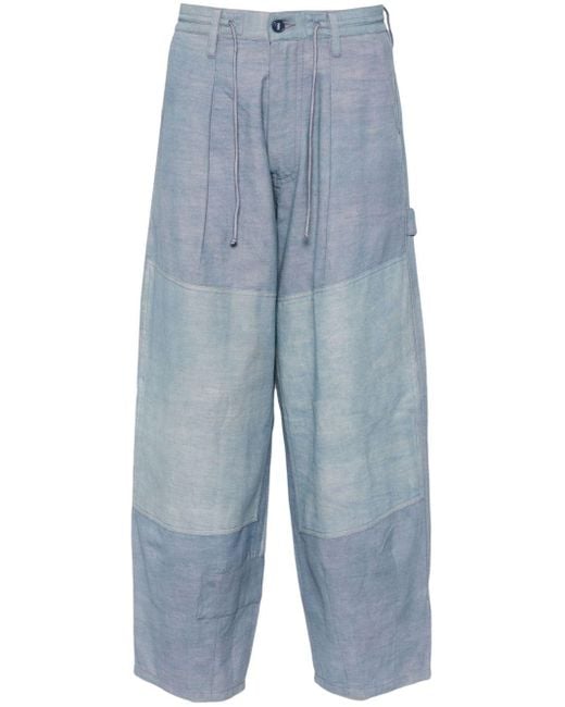 STORY mfg. Blue Panelled Organic Cotton Trousers for men