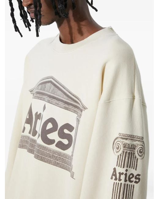 Aries Natural Temple-Print Sweatshirt for men