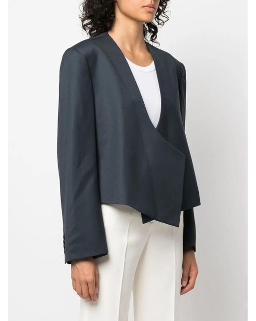 Low Classic Blue Asymmetric Wool-Blend Jacket