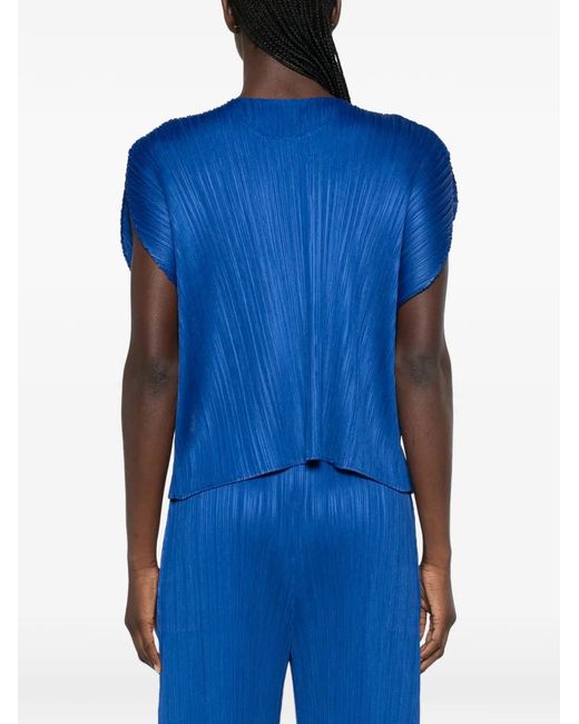 Pleats Please Issey Miyake Blue Pleated Blouse