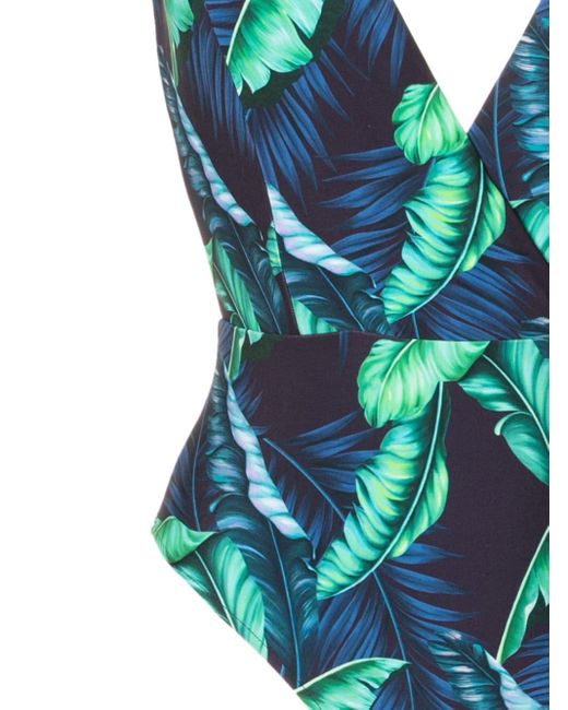 Lygia & Nanny Blue Evita Leaf-print Swimsuit