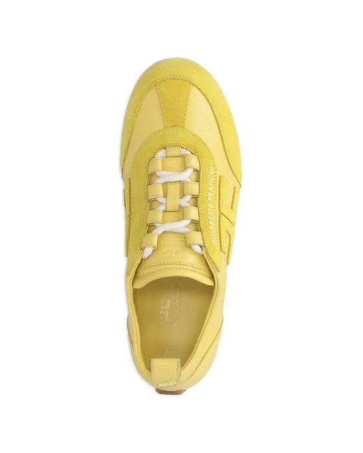 Elisabetta Franchi Yellow Logo-Patch Panelled Sneakers