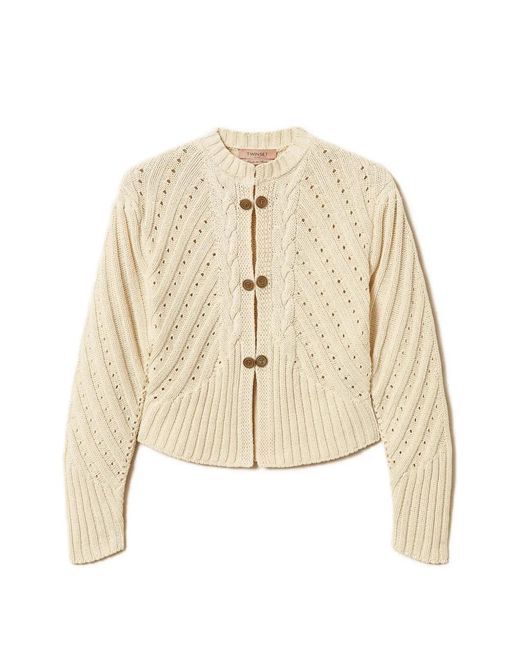 Twinset White Cable Knit Cardigan