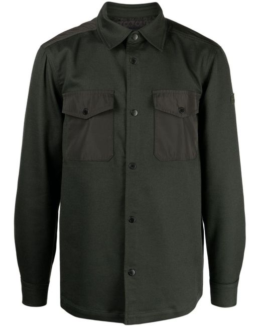 Alpha Tauri Black Long-sleeve Press-stud Shirt Jacket for men