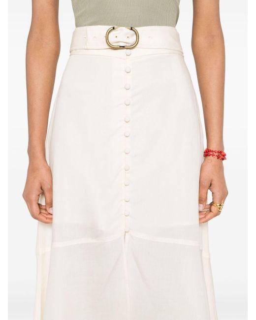 Twin Set White Flared Belted Skirt