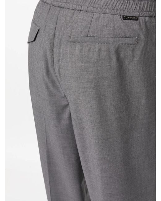 Woolrich Gray Elasticated Waistband Slim-Cut Trousers for men