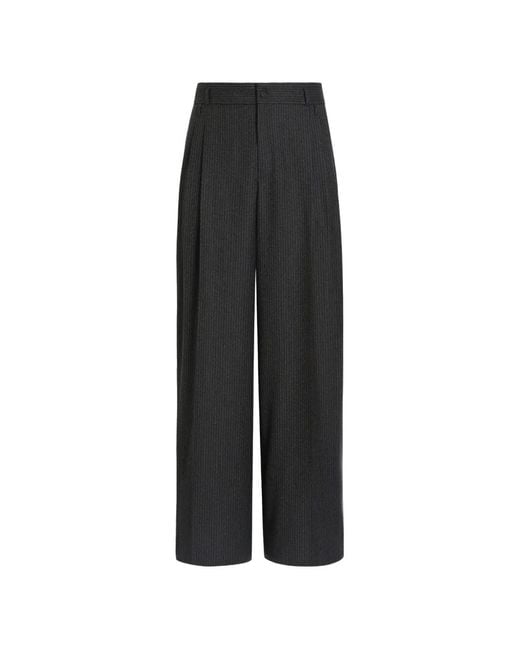 Dolce & Gabbana Black Mouliné Striped Flannel Trousers for men