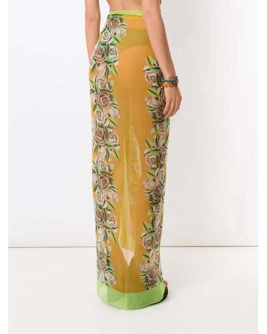 Amir Slama Yellow Sarong En Soie À Fleurs