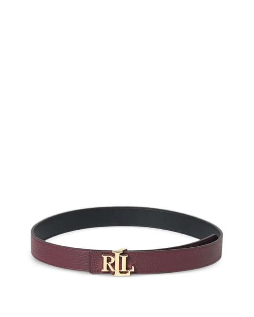 Ralph Lauren White Ceinture Réversible À Plaque Logo