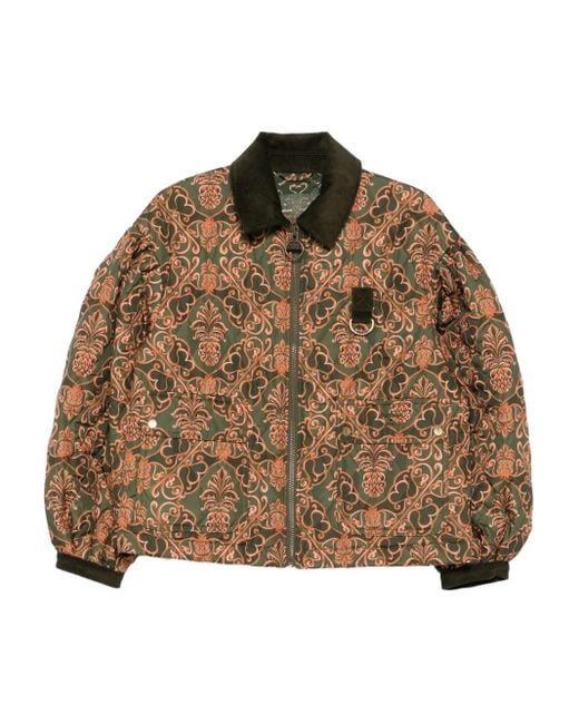 Barbour Brown X Farm Rio Luisa Quilted Jacket