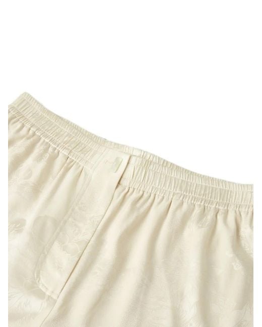 Shanghai Tang White Floral-Jacquard Flared Trousers