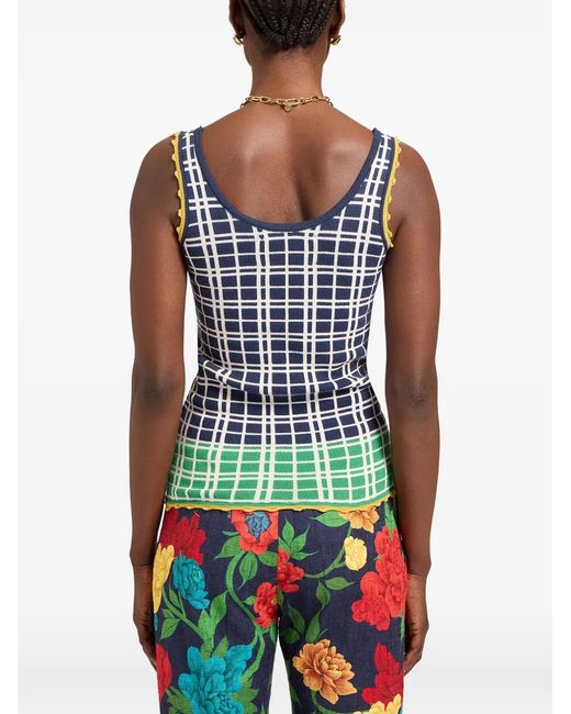 LaDoubleJ Blue Check Ribbed Top