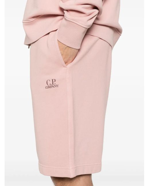 C P Company Pink Diagonal Fleece Shorts for men