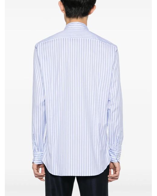 Etro Blue Pegaso Motif-Embroidered Cotton Shirt for men
