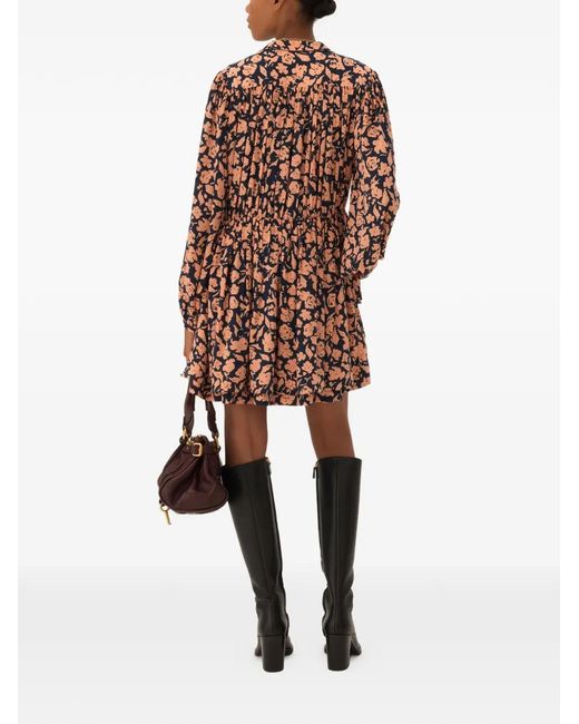 Chloé White Floral Gathered Dress