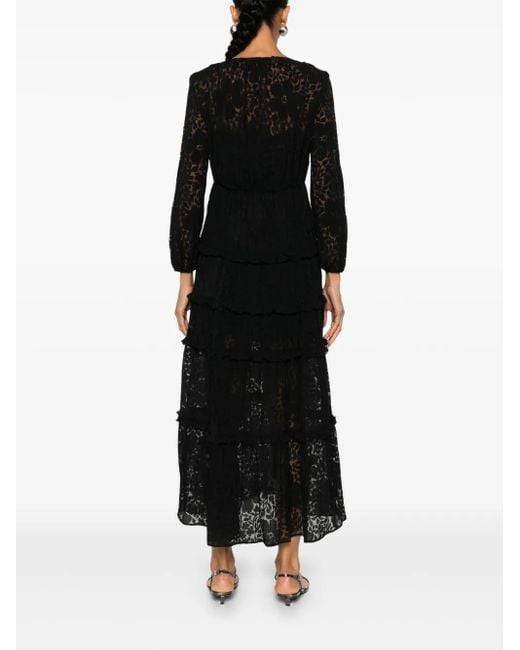 max lace dress Gray and Gold Lace Maxi Dress with Open Back main image 0