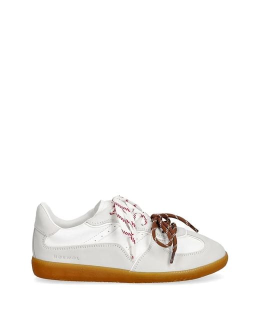 Nokwol White August Lace-Up Leather Sneakers