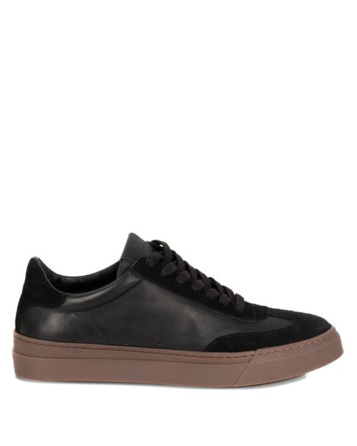 Stokton Black Panelled Leather Sneakers for men