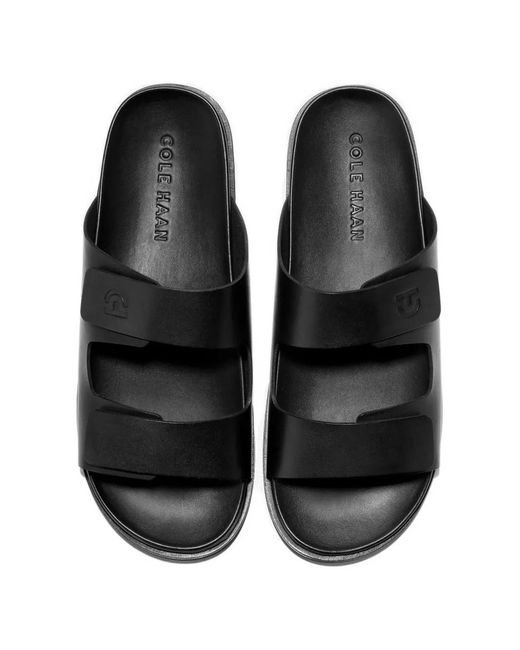 Cole Haan Black Logo-Embossed Touch-Strap Sandals for men