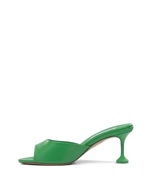 Aquazzura Green Bisous Leather Mules