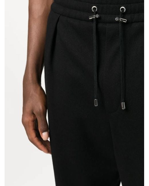 Balmain Black Drawstring Tapered Track Pants for men