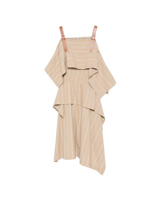 Moschino Natural Striped Buckled-Strap Maxi Dress