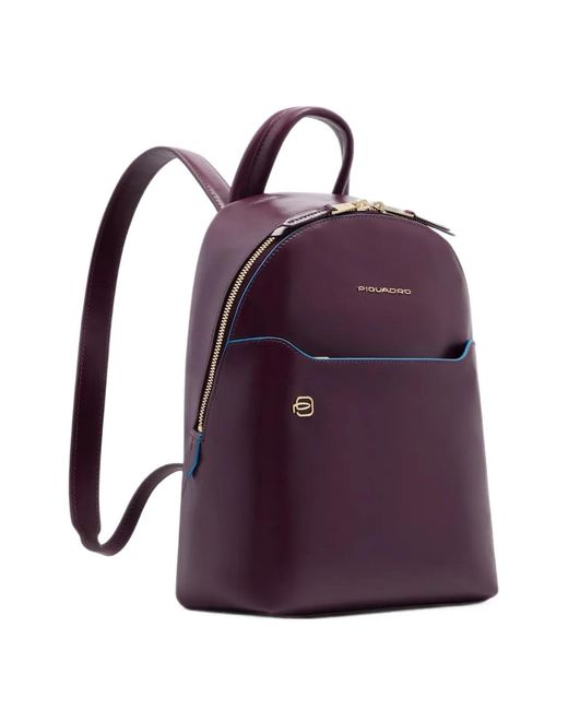 Piquadro Purple Leather Backpack for men