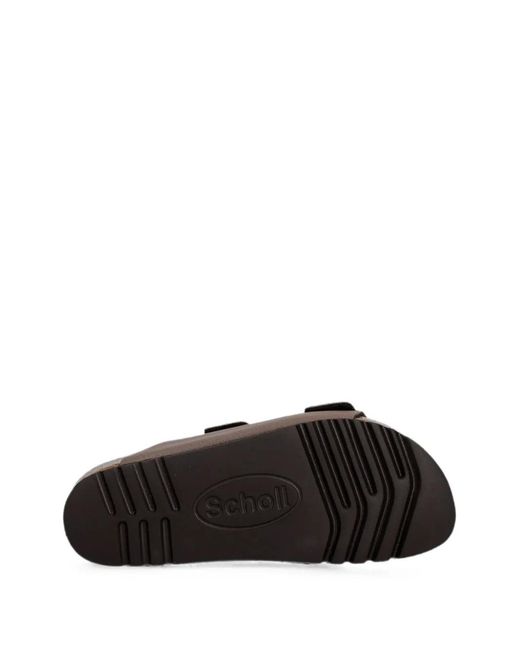 Scholl Brown Josephine Buckle-Fastening Double-Strap Slides
