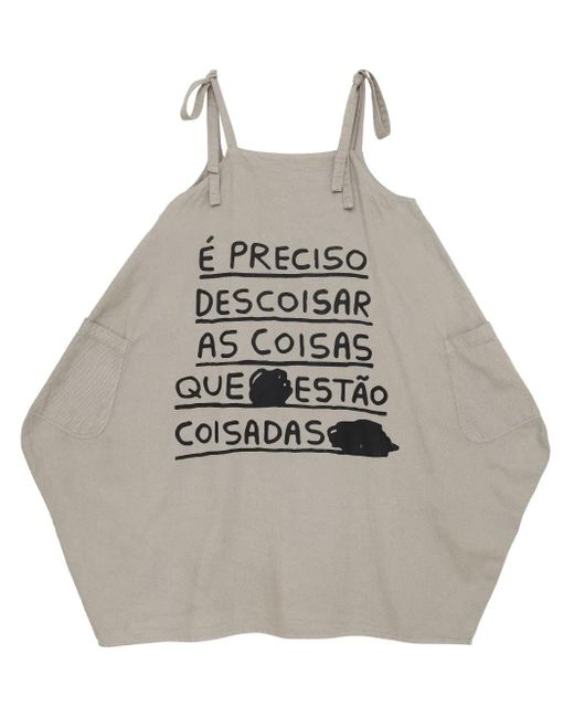 Vestido con eslogan estampado Uma | Raquel Blay de color Gray
