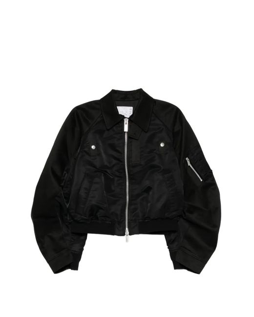 Sacai Black Two-Way Zip Bomber Jacket