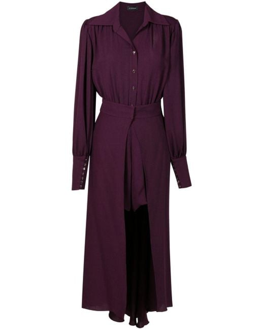 Olympiah Purple Detachable-skirt Layered Shirtdress