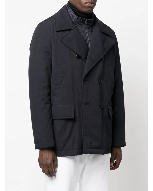 Fay Blue Quilted Double-Breasted Coat for men