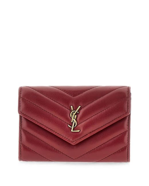 Saint Laurent Red Cassandre Quilted Wallet