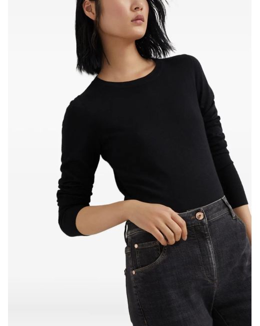 Brunello Cucinelli Black Long-sleeve Fitted Sweater