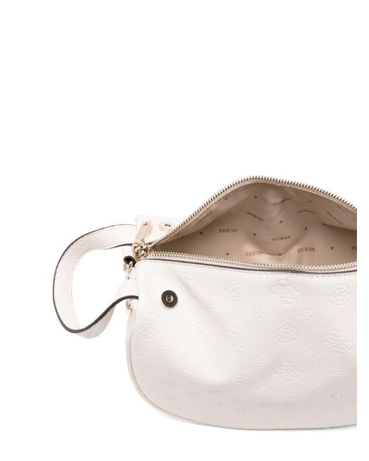Guess White Mini Anise Embossed Tote Bag