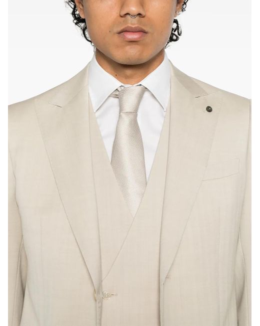 Luigi Bianchi Natural Herringbone-Pattern Suit for men