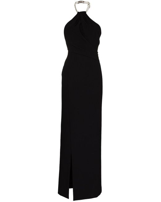Solace London Black Danette Halterneck Evening Gown