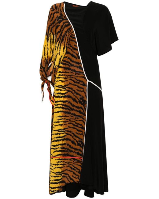 Victoria Beckham Black Tiger-print Long Dress