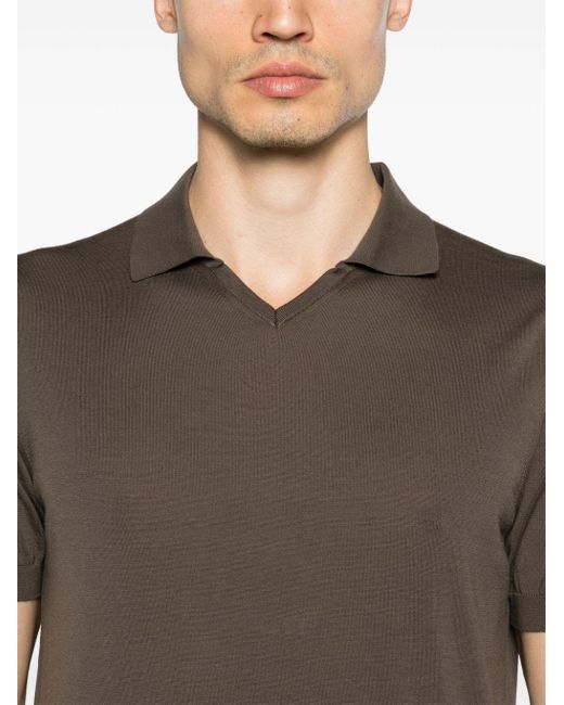 Drumohr Brown Fine-knit Cotton Polo Shirt for men