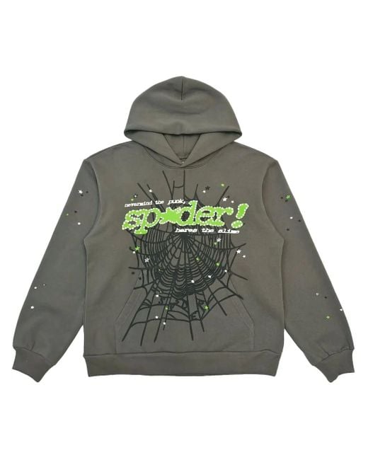 Sp5der Gray Star Web Hoodie for men