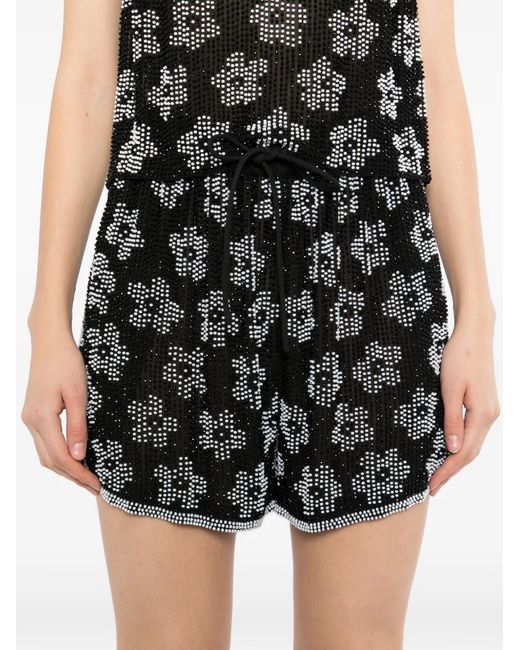 Ashish Black Floral Sequin Shorts