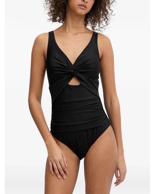 DKNY Black Twist-Detail Cut-Out Swimsuit