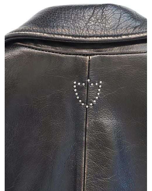 HTC Black Mick Fringe-Detail Leather Jacket for men