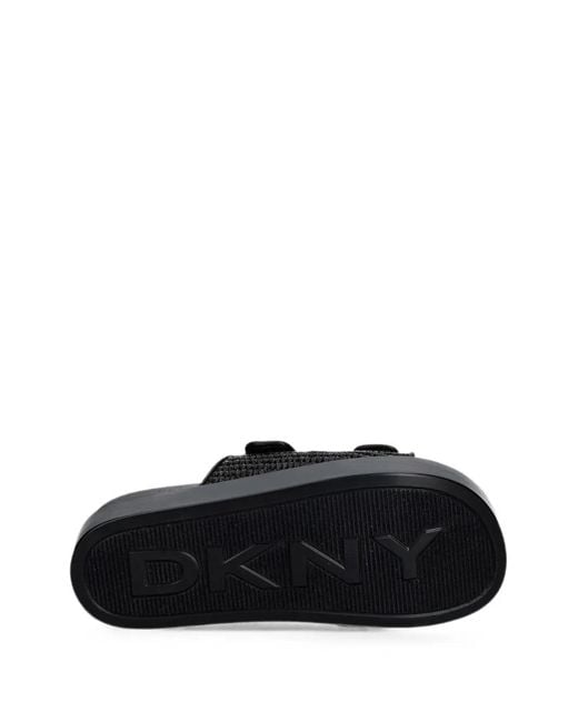 DKNY Black Piper Touch-Strap Woven Slides