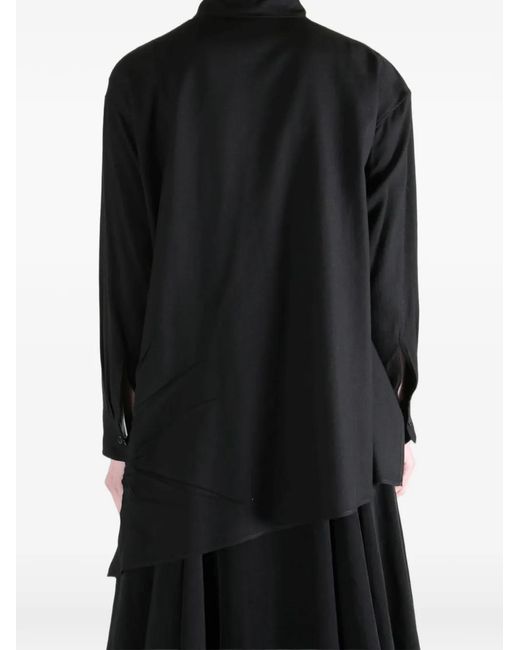 Yohji Yamamoto Black Asymmetric Handkerchief-Hem Shirt