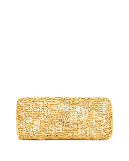 Saint Laurent Metallic Monogram Woven-Effect Clutch Bag